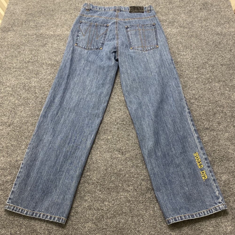 Vintage Y2K World Industries Baggy Wide Leg Skater Jeans Mens 30x30 Spell Out